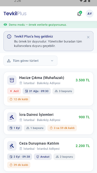 Uygulama ekranı