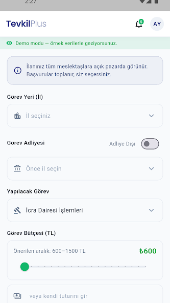 Uygulama ekranı